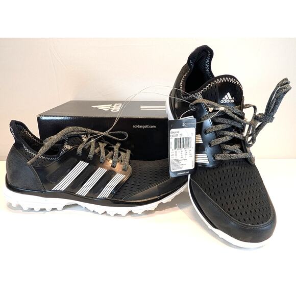 Adidas ClimaCool Spike less Golf Shoes Sneakers F3323 Mens 10 Black White New - Picture 1 of 10